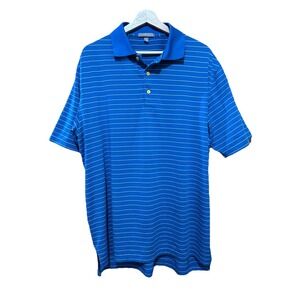 Peter Millar Polo Shirt Mens Summer Comfort Blue Stripe Performance Golf‎ Large